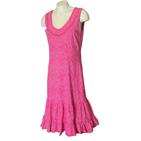 Fresh Produce Pink Floral Sleeveless Ruffle Bottom Dress S - Picture 3 of 7